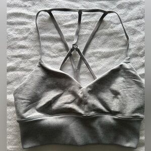 ALO Yoga Gray Strappy Sports Bra